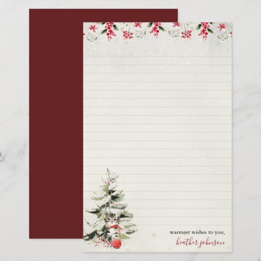 Hearthlight Notes Winter Cozy Kitten Persoonlijk Briefpapier (Voorkant / Achterkant)