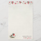 Hearthlight Notes Winter Robin Bird Personalized Briefpapier (Voorkant)