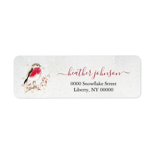 Hearthlight Notes Winter Robin Bird Personalized Etiket (Voorkant)