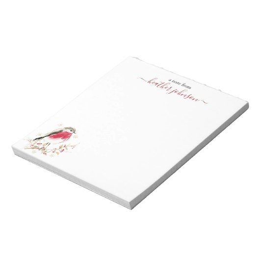 Hearthlight Notes Winter Robin Bird Personalized Notitieblok (Gedraaid)