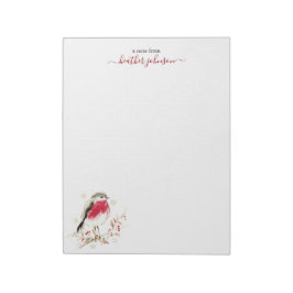 Hearthlight Notes Winter Robin Bird Personalized Notitieblok