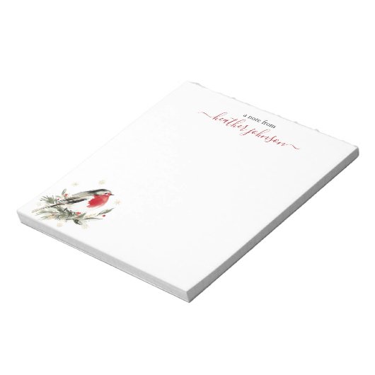Hearthlight Notes Winter Robin Bird Personalized Notitieblok (Gedraaid)