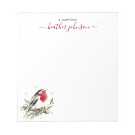 Hearthlight Notes Winter Robin Bird Personalized Notitieblok