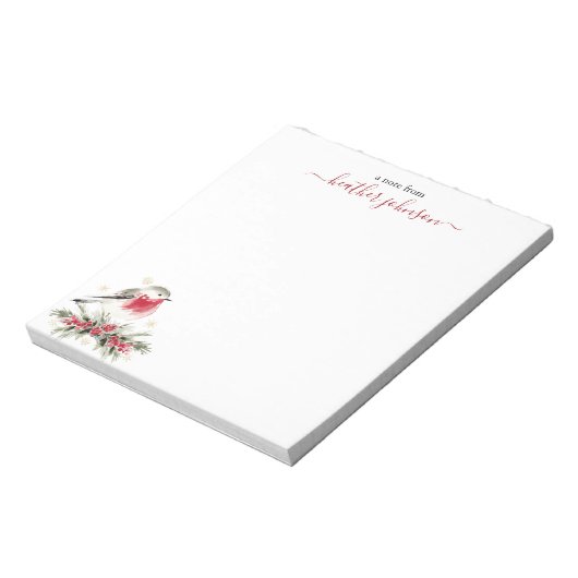 Hearthlight Notes Winter Robin Bird Personalized Notitieblok (Gedraaid)