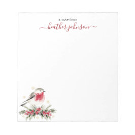 Hearthlight Notes Winter Robin Bird Personalized Notitieblok