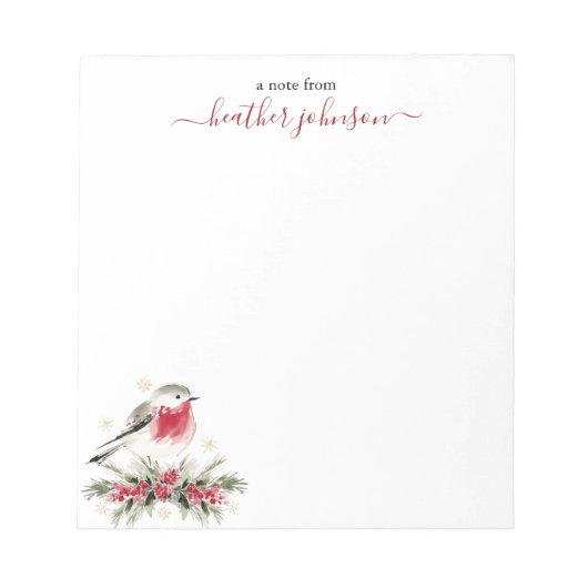Hearthlight Notes Winter Robin Bird Personalized Notitieblok (Voorkant)
