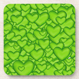 Hearts 3D Texture Green Pattern-68689 Bier Onderzetter