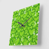Hearts 3D Texture Green Pattern-68689 Vierkante Klok (Hoek)
