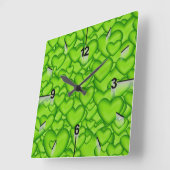 Hearts 3D Texture Green Pattern-68689 Vierkante Klok (Hoek)