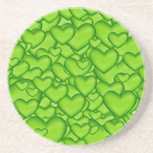 Hearts 3D Texture Green Pattern-68689 Zandsteen Onderzetter