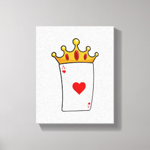 Hearts Ace met Queen Crown Canvas Afdruk