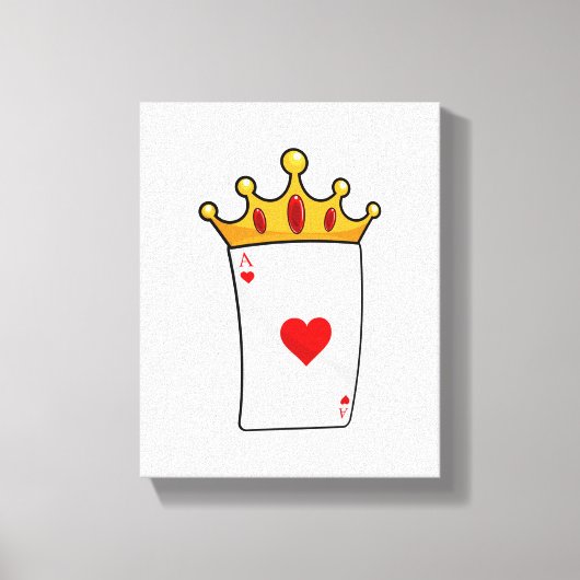 Hearts Ace met Queen Crown Canvas Afdruk (Voorkant)