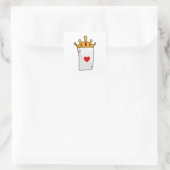 Hearts Ace met Queen Crown Vierkante Sticker (Tas)