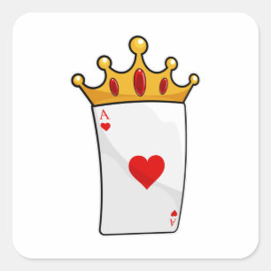 Hearts Ace met Queen Crown Vierkante Sticker