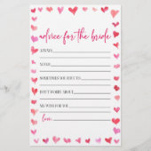 Hearts Advice For The Bride Bridal Shower Game  Briefpapier (Voorkant)