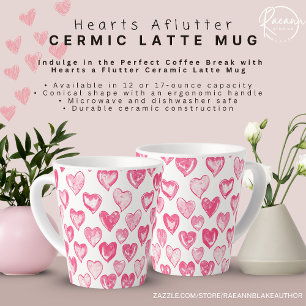 Hearts Aflutter Ceramic Latte Mok