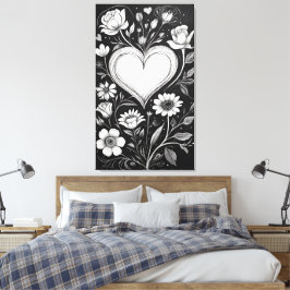 Hearts and flowers canvas afdruk