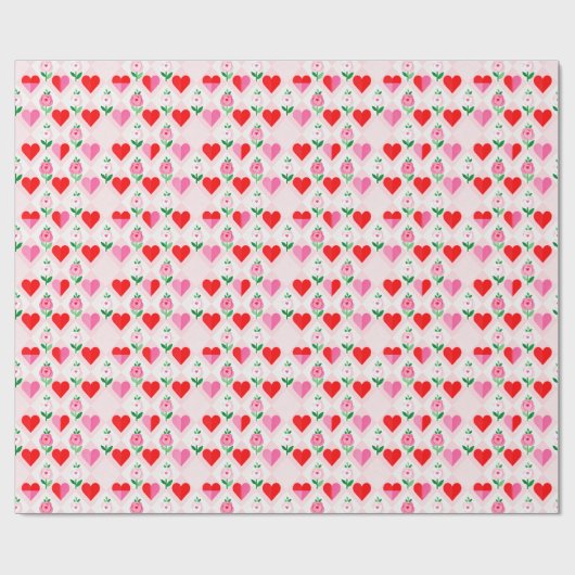 Hearts and Flowers on Diamonds Valentine Cadeaupapier (Vlak)