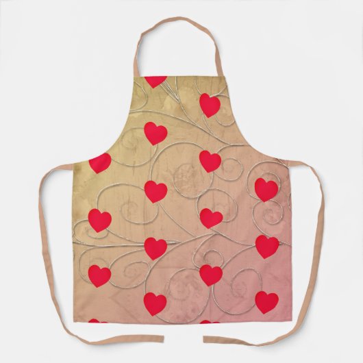 Hearts & Beige All-Over Print Schort (Voorkant)