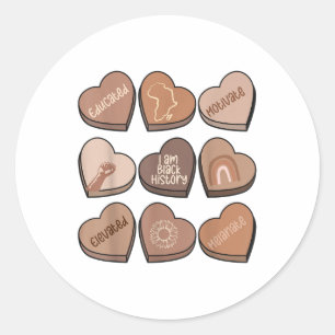 Hearts Black History Month V-day Valentijn Educate Ronde Sticker