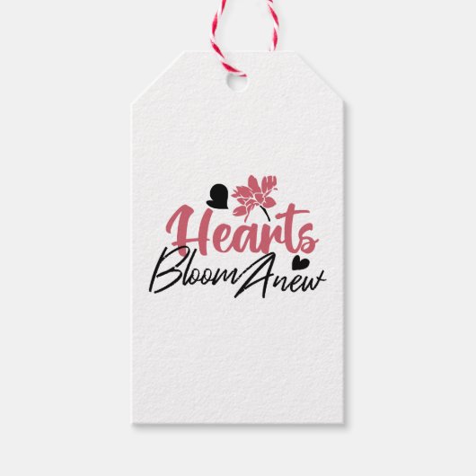 Hearts Bloom Anew - Inspirerend Bloemen Quote Cadeaulabel (Voorkant)