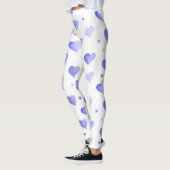 Hearts Blue Waterverf Pattern Leggings (Links)