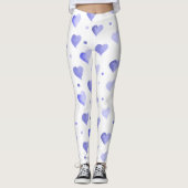 Hearts Blue Waterverf Pattern Leggings (Voorkant)
