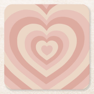 Hearts Blush Beige Vierkante Kartonnen Onderzetter