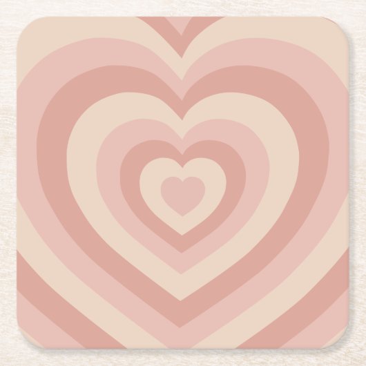 Hearts Blush Beige Vierkante Kartonnen Onderzetter (Voorkant)