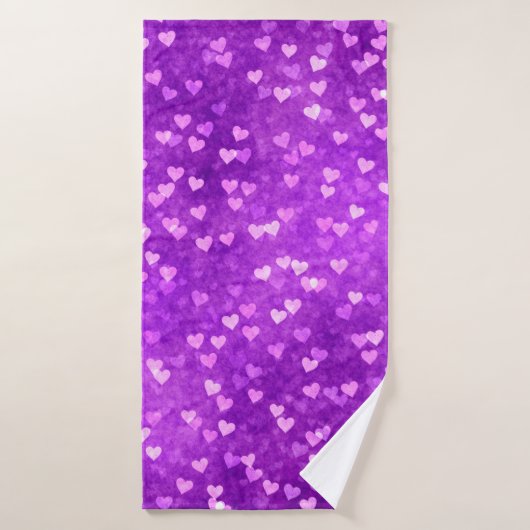 Hearts bokeh lumières forme violet (Serviette de bain)