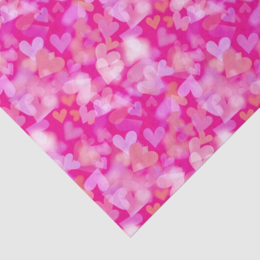 Hearts Bokeh Pattern Pink Tissuepapier (Detail)