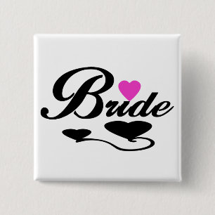 Hearts Bride T-shirts en geschenken Vierkante Button 5,1 Cm