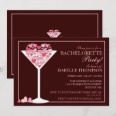 Hearts Champagne Martini Bachelorette Party Kaart (Voorkant / Achterkant)