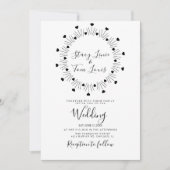 Hearts Circular Black Hand Drawn Lijst Wedding Kaart (Voorkant)