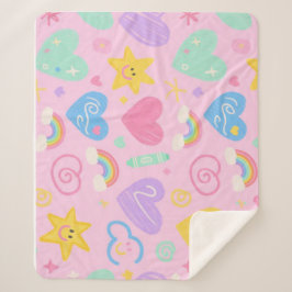 Hearts & Doodles deken – zachte pastel schattighei