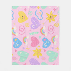 Hearts & Doodles deken – zachte pastel schattighei