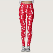 Hearts doodles pattern, Red, Leggings (Devant)