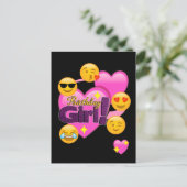 Hearts & Emoji's Verjaardagsmeisje Briefkaart (Staand voorkant)