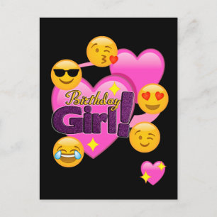 Hearts & Emoji's Verjaardagsmeisje Briefkaart