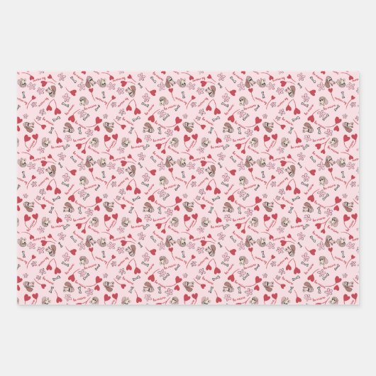 Hearts en Basset Hounds Patroonontwerp Inpakpapier Vel (Voorkant)