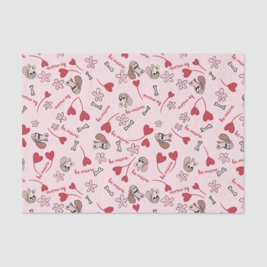 Hearts en Basset Hounds Patroonontwerp Tissuepapier (Voorkant)