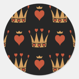 Hearts en Crowns Motif Ronde Sticker