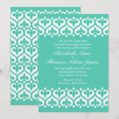 Hearts en Fleur de Lis Wedding Invitation - Blauwg Kaart (Voorkant / Achterkant)