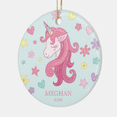 Hearts & Flowers Unicorn Kerstannament Keramisch Ornament (Links)
