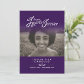 Hearts forever begrafenisprogramma donker paarse programma (Staand voorkant)