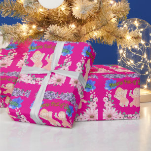 Hearts full of Giggles hete roze Cadeaupapier