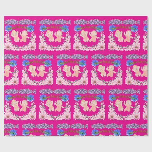 Hearts full of Giggles hot pink Cadeaupapier (Vlak)