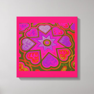'Hearts Full of Love'-paneelprint (Brights) (Roze) Canvas Afdruk