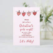 Hearts Galentines Love Pattern Party Invitation (Debout devant)