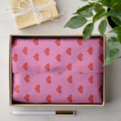 Hearts Galore, red hearts on pink, Tissuepapier (Geschenk)
